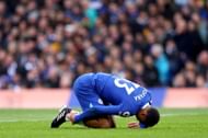 Wesley Fofana wriths in pain